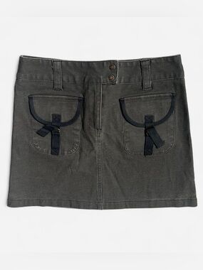 y2k army green canvas cargo mini skirt